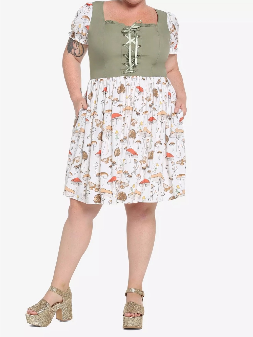 🍄 Fairy Magic! Her Universe Disney Tinker Bell Mushroom Lace-Up Dress ✨